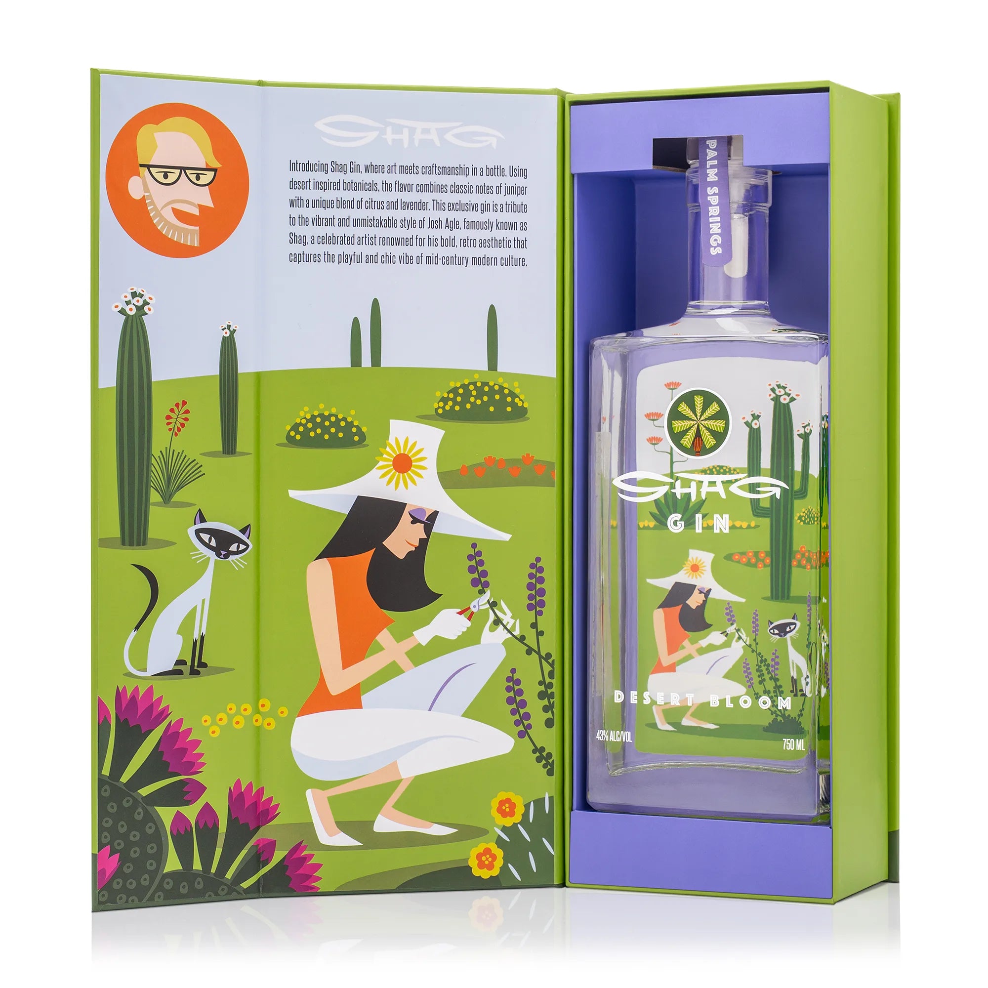 Shag Gin open gift box with bottle